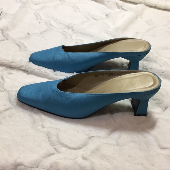 light blue mules shoes
